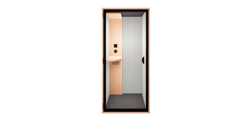 Cabine acoustique Essentielle S - 1 personne - extérieur chêne clair / intérieur Gris