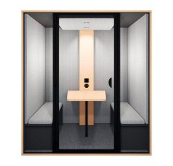 Cabine acoustique Essentielle L  - 4 personnes - extérieur chêne clair / intérieur Gris