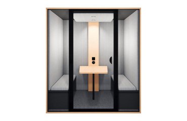 Cabine acoustique Essentielle L  - 4 personnes - extérieur chêne clair / intérieur Gris