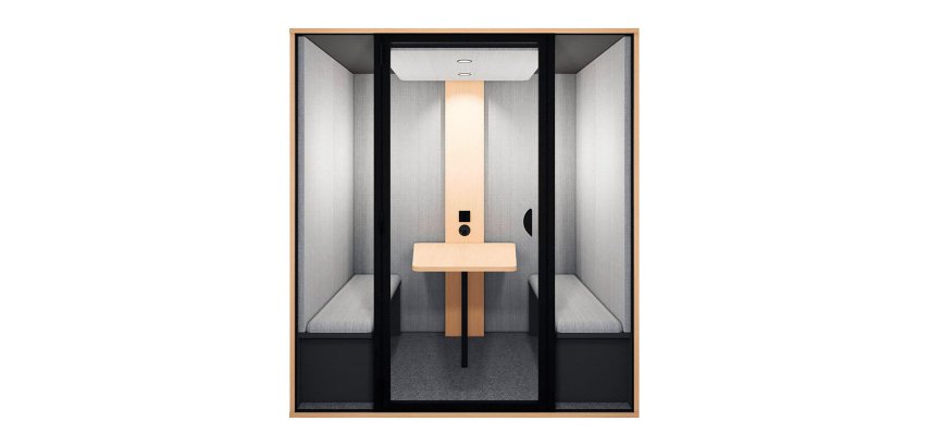 Cabine acoustique Essentielle L  - 4 personnes - extérieur chêne clair / intérieur Gris