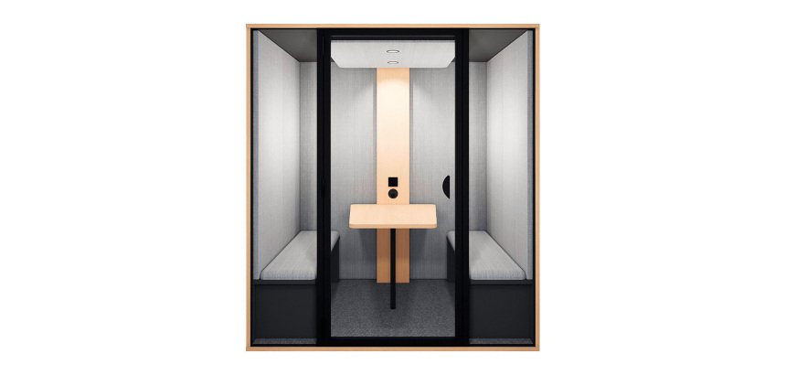 Cabine acoustique Essentielle L  - 4 personnes - extérieur chêne clair / intérieur Gris