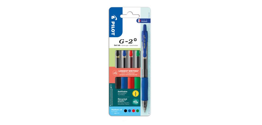 Penne roller Pilot G-2 Tratto medio 0.7 mm nero, blu, verde, rosso 4 unità