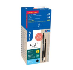 Penna roller Pilot G-2 punta media tratto 0.32 mm Nero 12 unità 6 refill e 6 refill omaggio