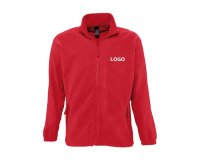 Fleecejas met lange mouwen en rits, 300 g/m², personaliseerbaar rood - geborduurde afdruk