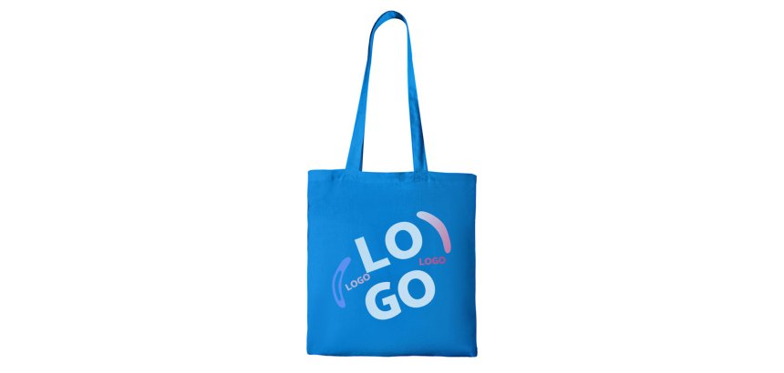 Katoenen zak Tote Bag met lange hengsels 140 g/m² promotieartikel - 10 L - meerkleurige opdruk