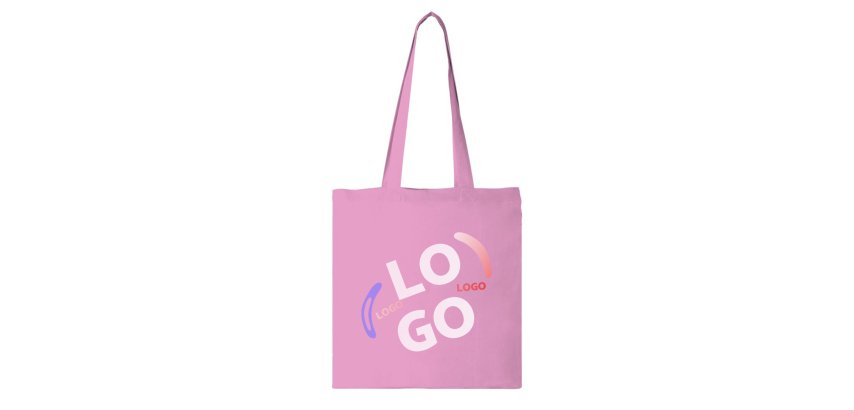 Katoenen zak Tote Bag met lange hengsels 140 g/m² promotieartikel - 10 L - meerkleurige opdruk
