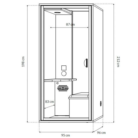 Cabine acoustique Essentielle S Bureau - 1 personne - extérieur chêne clair / intérieur Gris