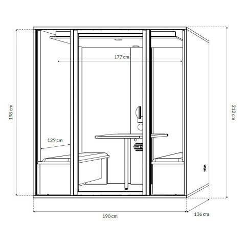 Cabine acoustique Essentielle L  - 4 personnes - extérieur chêne clair / intérieur Gris
