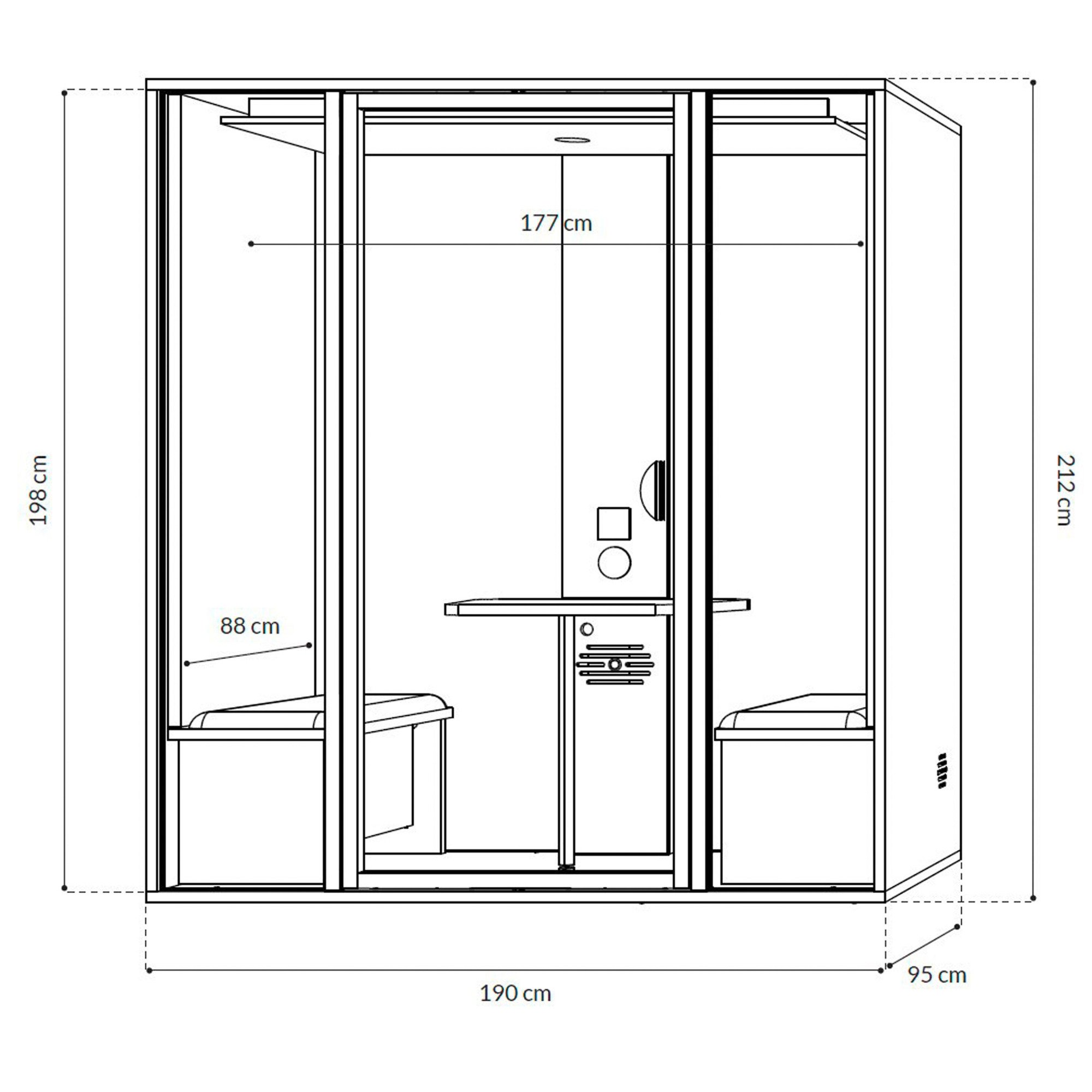 Cabine acoustique Essentielle M - 2 personnes - extérieur chêne clair / intérieur Gris