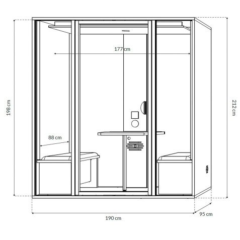 Cabine acoustique Essentielle M - 2 personnes - extérieur chêne clair / intérieur Gris