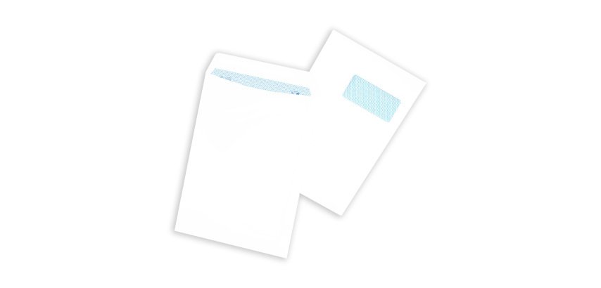 Pochette Administrative kraft blanc 229 x324 mm - Avec fenêtre 50 x 100mm - Boîte de 250