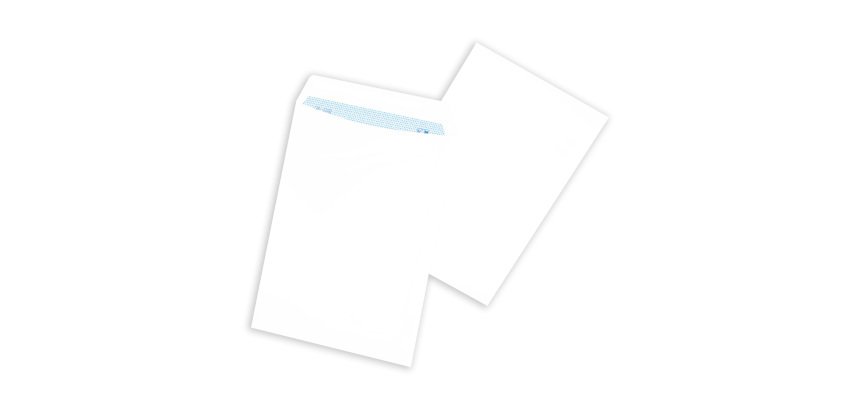 Pochette Administrative kraft blanc 229 x 324 mm - sans fenêtre - Fermeture avec bande protectrice - Boîte de 250