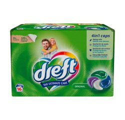 Dreft Waschmittelkapseln Ultimate Care - Box mit 16 Stück