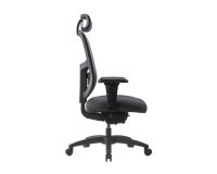 Chaise de bureau ergonomique XL - ULTIMATE - Tissu et maille noir - Assise généreuse - Accoudoirs 4D - Appui tête - Soutien Lombaire - Mécanisme synchrone avec réglage profondeur d'assise