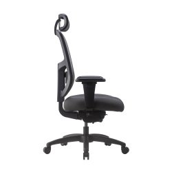 Chaise de bureau ergonomique XL - ULTIMATE - Tissu et maille noir - Assise généreuse - Accoudoirs 4D - Appui tête - Soutien Lombaire - Mécanisme synchrone avec réglage profondeur d'assise