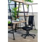 Chaise de bureau Difesa tissu et maille - dossier haut - mécanisme synchrone - pieds noir