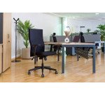 Chaise de bureau ergonomique TEAM PLUS, tissu, avec accoudoirs 1D, mécanisme synchrone, pieds noirs