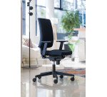 Chaise de bureau Difesa tissu - dossier haut - mécanisme synchrone  + réglage profondeur d'assise - pieds noir