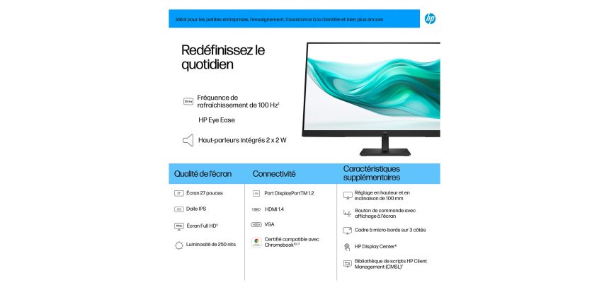 HP Series 3 Pro 27 inch FHD Monitor - 327ph écran plat de PC 68,6 cm (27") 1920 x 1080 pixels Full HD LCD Noir