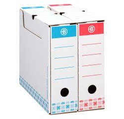 Boîte archives Carton Bruneau - Dos 8 cm - Haute résistance - Couleurs assorties