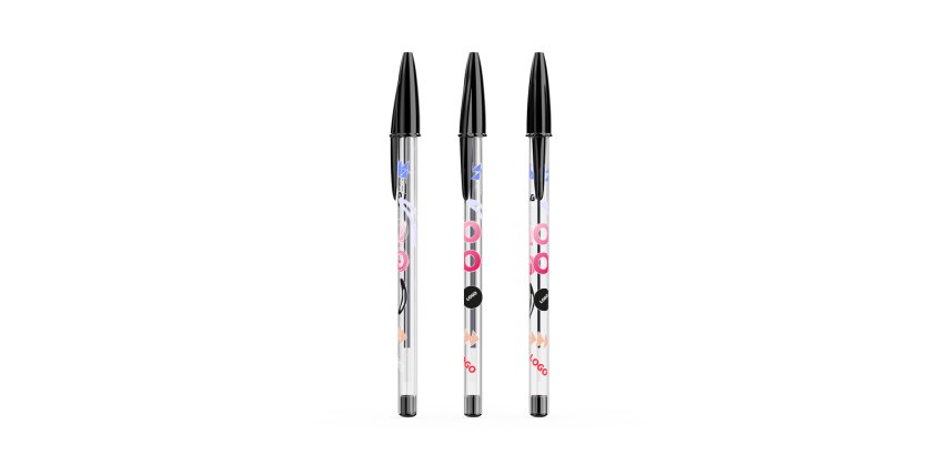 Stylo bille Bic Cristal Original à capuchon publicitaire pointe 1 mm - écriture moyenne - marquage multicolore
