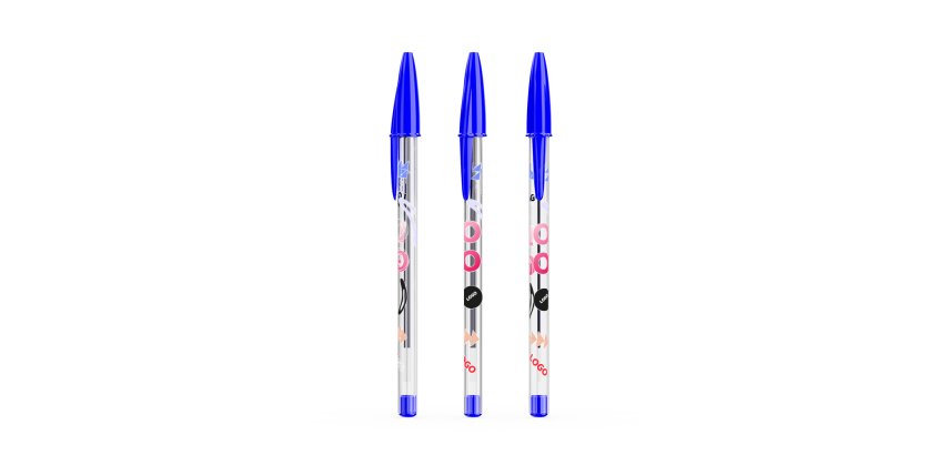 Stylo bille Bic Cristal Original à capuchon publicitaire pointe 1 mm - écriture moyenne - marquage multicolore