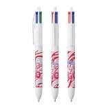 Stylo bille Bic 4 couleurs Original rétractable publicitaire blanc pointe 1 mm - écriture moyenne - marquage multicolore