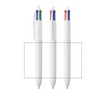 Stylo bille Bic 4 couleurs Original rétractable publicitaire blanc pointe 1 mm - écriture moyenne - marquage multicolore