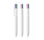 Stylo bille Bic 4 couleurs Original rétractable publicitaire blanc pointe 1 mm - écriture moyenne - marquage multicolore