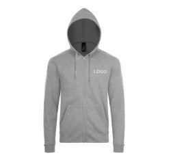 Vest met ritssluiting en lange mouwen 260 g/m² Sol's personaliseerbaar - geborduurde opdruk