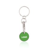 Porte-clés avec jeton en métal publicitaire vert - marquage 1 couleur