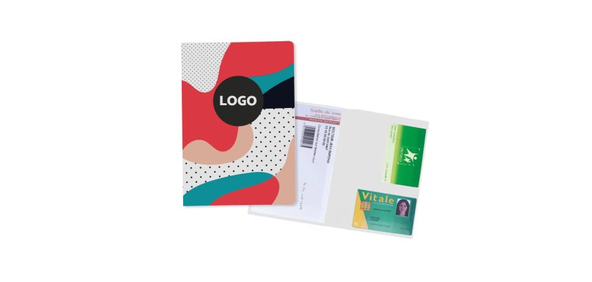 Prescription holder with advertising - multicolor marking