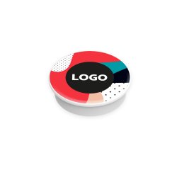 Advertising round rigid magnet - multicolored marking