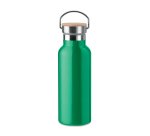 Promotional stainless steel insulated water bottle with bamboo lid - 0.5 L capacity - 1-color imprint
