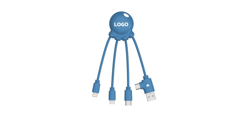 Câble de charge universel publicitaire 3 en 1 Xoopar - marquage 1 couleur
