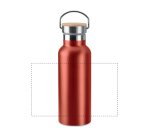 Promotional stainless steel insulated water bottle with bamboo lid - 0.5 L capacity - 1-color imprint