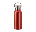 Promotional stainless steel insulated water bottle with bamboo lid - 0.5 L capacity - 1-color imprint