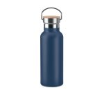 Bouteille isotherme publicitaire en acier inoxydable avec bouchon en bambou - contenance 0,5 L - marquage 1 couleur