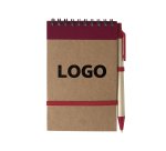 Recycled lined notepad 14 x 9 cm with promotional pen - 1 color imprint
