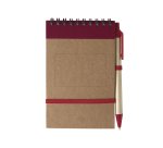 Recycled lined notepad 14 x 9 cm with promotional pen - 1 color imprint
