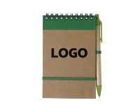 Notitieblok gerecycleerd gelijnd 14 x 9 cm balpen promotieartikel - 1-kleurige bedrukking