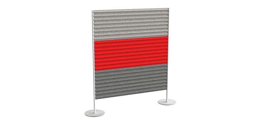 Piantana fonoassorbente Stripes modulare h 120 x l 40 cm 3 pannelli colore grigio chiaro - rosso - grigio fumé
