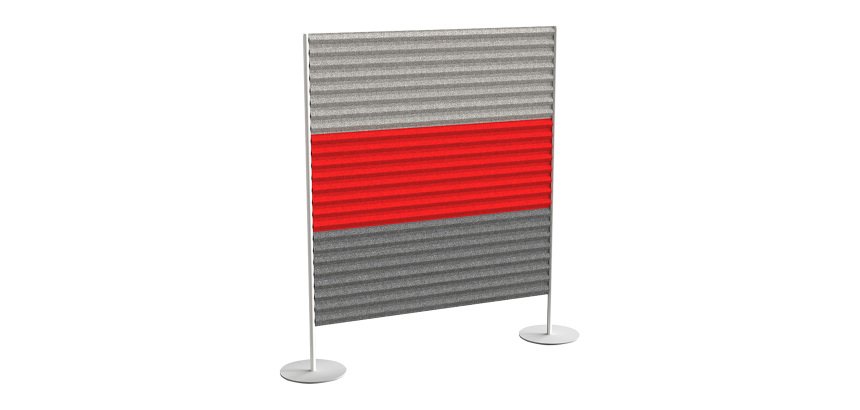 Piantana fonoassorbente Stripes modulare h 120 x l 40 cm 3 pannelli colore grigio chiaro - rosso - grigio fumé