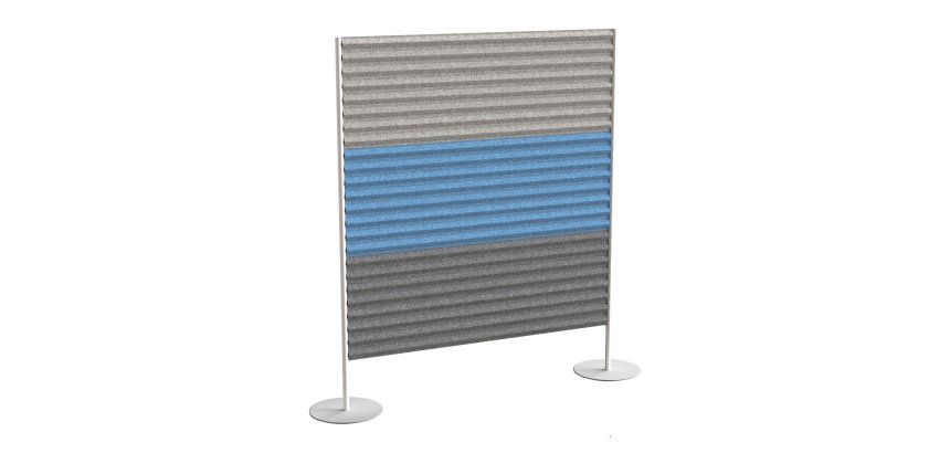 Stripes modular sound-absorbing standing pedestral  h 120 x w 40 cm, 3 panels, light grey - light blue- smoky grey