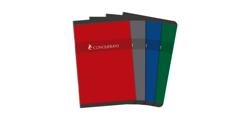 Notitieboekje met nietjes Conquérant 9 x 14 cm, willekeurig assortiment, kleine ruitjes 96 pagina's