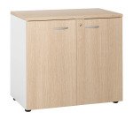 Armoire basse hauteur bureau portes battantes H 75,5 x L 80 x P 45 cm Squadra