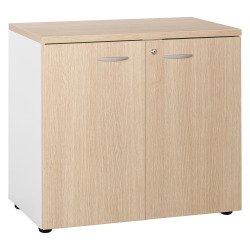 Armoire basse hauteur bureau portes battantes H 75,5 x L 80 x P 45 cm Squadra