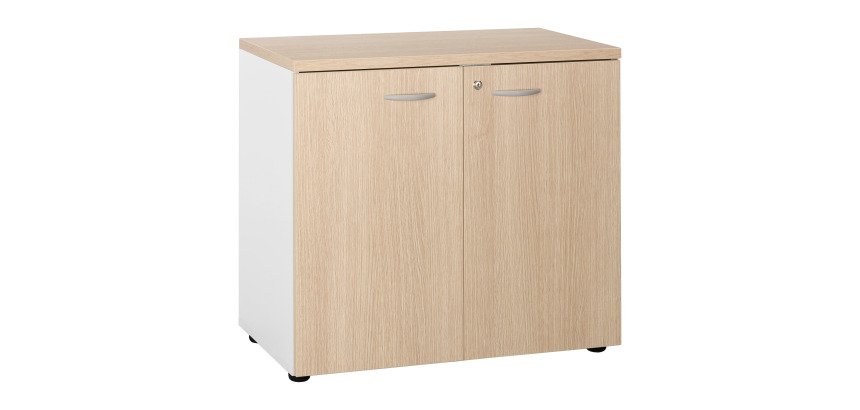 Armoire basse hauteur bureau portes battantes H 75,5 x L 80 x P 45 cm Squadra