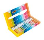 Stylo bille Bic 4 couleurs Collector rétracatable pointe 1 mm - Coffret de 15