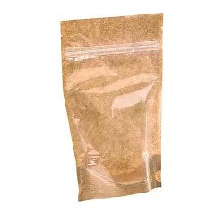 Bolsa transparente con cierre de cremallera kraft con fondo marrón 15 x Alt. 22 cm - Paquete de 200